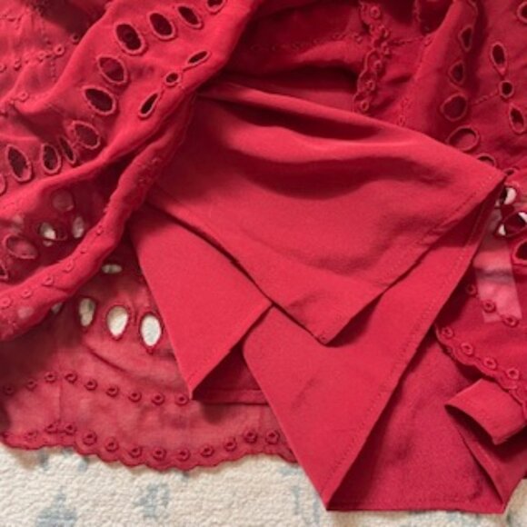 🧡 3/15 NWT J. Crew Balloon Long Sleeve Maroon Embroidered Blouse Women's XS - Picture 8 of 15